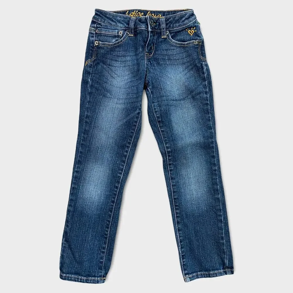 Justice Jeans Simply Low 7R Girls Blue Denim Jeans Cotton Spandex